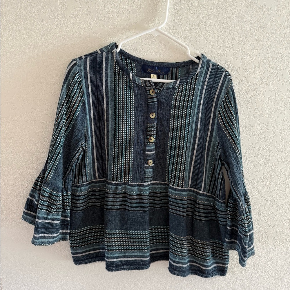 Blue Rain Navy Striped Blouse